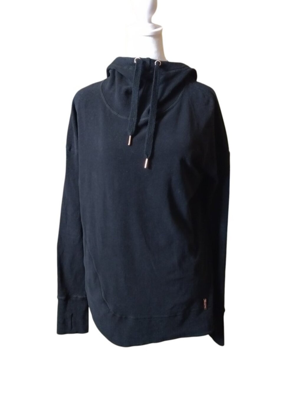 Sweaty Betty Simhasana Funnel Neck Tulip Hem Hoodie Size Small SB5635 Black